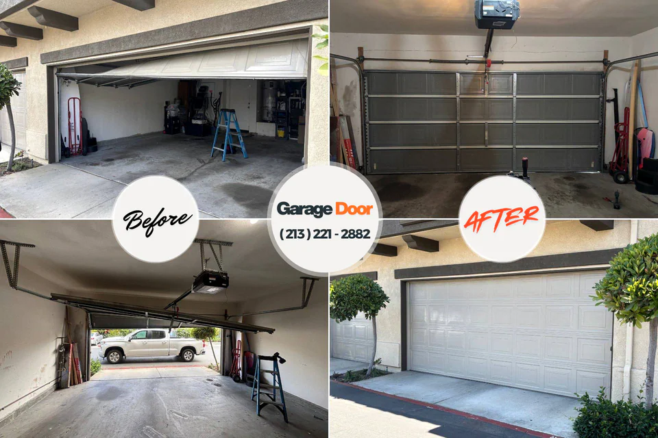 Before and after: garage door repair Trenton, TN